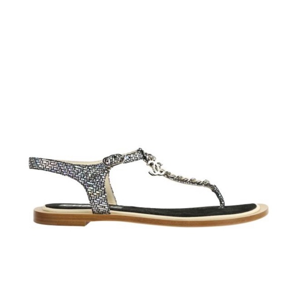 SOLD Chanel Velvet T-Strap Thong Sandals Eu38 - Picture 5 of 8